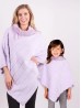 Mom and Kids Diagonal Pattern Faux Fur Poncho 